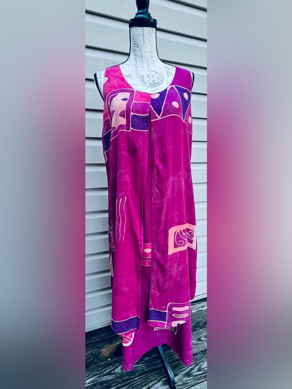 Sunset Mirage Vibrant Magenta Pink Patterned Maxi Dress